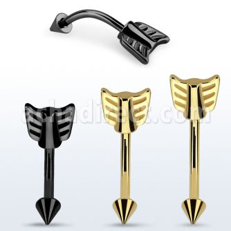 bn14taw piercing ombligo acero quirurgico pvd cono 4mm final acero flecha distribuidor mayorista
