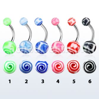 bndxg piercing ombligo acero quirurgico bolas acrilicas remolino multi color 5 8mm 10mm venta