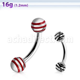 bneby4 banana ceja acero quirurgico bolas rayadas 4mm 8mm al por mayor