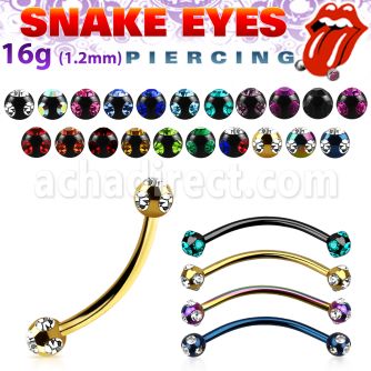 bnekcl banana piercing ojo serpiente acero quirurgico anodizado bolas joya engasta bisel 3mm distribuidor mayorista