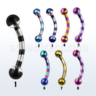 bnemt banana ceja acero quirurgico pvd rayas cebra bolas 3mm 8mm venta