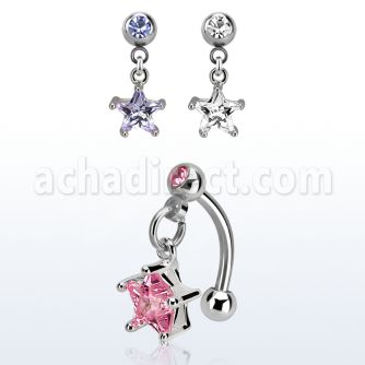 bnerzs6 banana ceja acero quirurgico bola joya bisel 3mm colgante zirconita estrella 6mm plata distribuidor mayorista