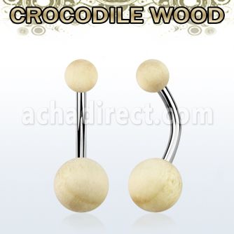 bngcr piercing ombligo organico barra 316l bolas madera cocodrilo 5 8mm distribuidor mayorista