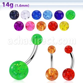 bngt piercing ombligo acero quirurgico bolas acrilicas glitter 5mm 8mm 10mm venta