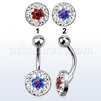 bnmtj22 piercing ombligo acero quirurgico disco plano 10mm cristal ferido flor bola acero liso 5mm distribuidor mayorista