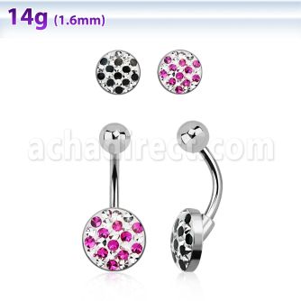 bnmtj23 piercing ombligo acero quirurgico disco plano 10mm cristal ferido puntos bola acero liso 5mm mayorista