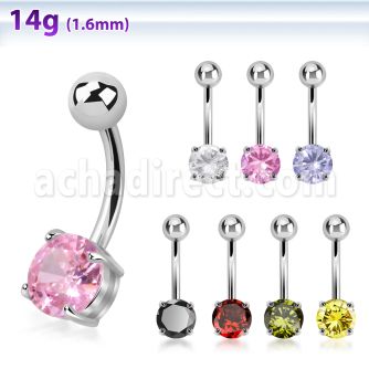 bnrdz piercing ombligo acero quirurgico zirconia redonda 7mm venta