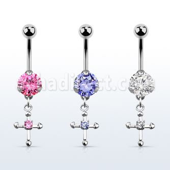 bnrz14s piercing ombligo acero quirurgico zirconia 8mm colgante cruz zirconia centro 38 10mm al por mayor
