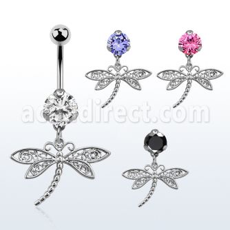 bnrz566 piercing ombligo acero quirurgico zirconia 8mm colgante libelula 38 10mm venta
