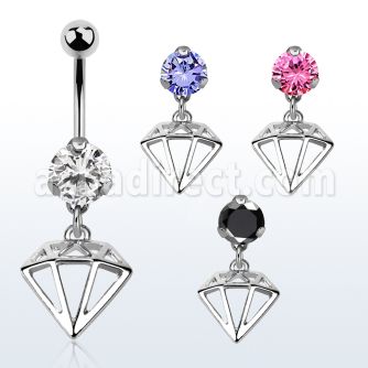 bnrz575 piercing ombligo acero quirurgico zirconia 8mm colgante diamante 38 10mm distribuidor mayorista
