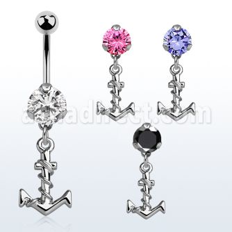 bnrz699 piercing ombligo acero quirurgico zirconia 8mm colgante liso ancla cuerda 38 10mm distribuidor