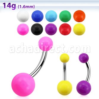 bnsa piercing ombligo acero quirurgico bolas acrilicas 5 8mm colores solidos 10mm al por mayor