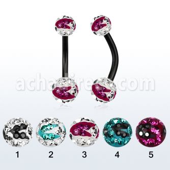 bnt2frsc piercing ombligo acero quirurgico anodizado bolas 5 6mm multi cristal ferido rayas cebra al por mayor