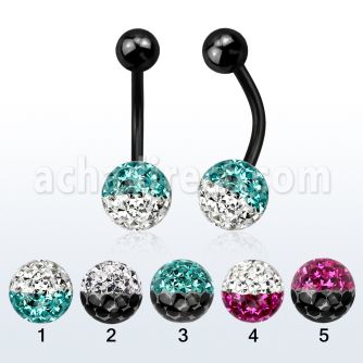 bntfr8e piercing ombligo acero quirurgico anodizado bola 5mm bola 8mm multi cristal ferido colores venta