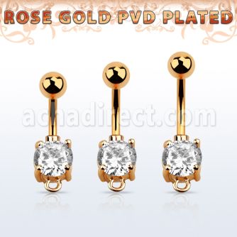 bnttczh banana ombligo acero quirurgico oro rosa zirconia redonda 7mm aro colgantes el engaste esta hecho laton oro rosa al por mayor
