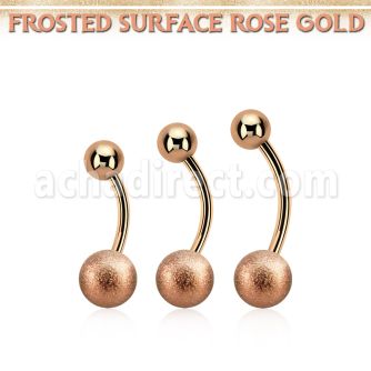bnttfo8 piercing ombligo acero quirurgico oro rosa bola acero esmerilado 8mm bola acero liso 5mm venta