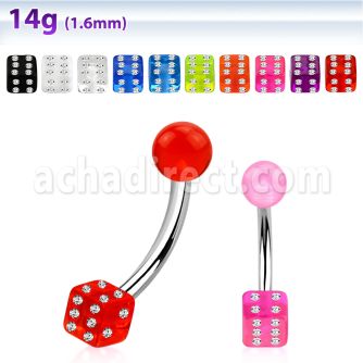 bnuvdic piercing ombligo acero quirurgico bola acrilico uv cristal 5mm dado acrilico uv cristal 5mm al por mayor