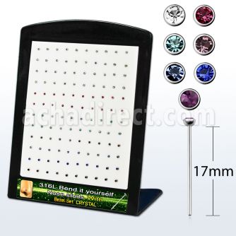 bnycb25m display 120 piercing nariz doblar tu mismo acero quirurgico redonda 2 5mm cristal bisel al por mayor