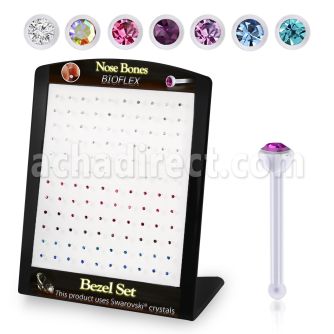 brac20 display 120 piercing nariz hueso bio flexible redonda 2 5mm cristal swarovski bisel distribuidor