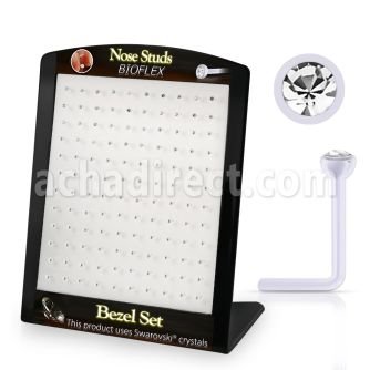 brac23 display 120 piercing nariz l bio flexible redonda 2 5mm cristal swarovski bisel mayorista