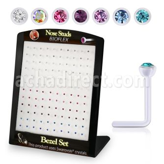 brac24 display 120 piercing nariz l bio flexible redonda 2 5mm cristal swarovski bisel mayorista