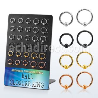 brcrt4 display unidades aro bola presion acero chapados pvd negro oro oro rosa bola