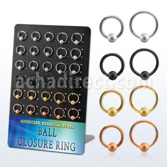 brcrt5 display unidades aro bola presion acero chapados pvd negro oro oro rosa bola