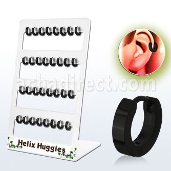 brer25 display 32 huggies helix acero quirurgico anodizado negro diametro 7mm mayorista