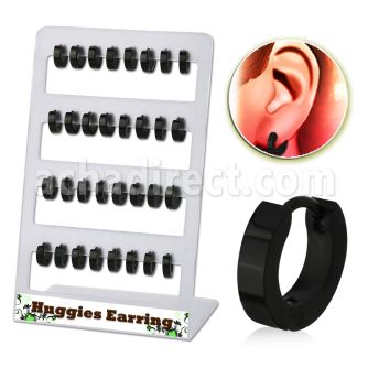 brer29 display 16 pares huggies acero quirurgico anodizado negro distribuidor