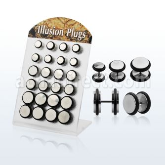 bripr display expositor 24 plugs falsos acero quirurgico brillo espejo anillos goma distribuidor