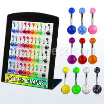 brmix19 display 40 piercings ombligo acero quirurgico bolas glitter 5 8mm 10mm al por mayor