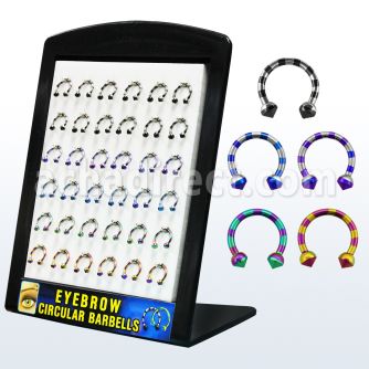 brmix23 display 36 barbells circulares ceja acero 316l pvd colores media bolas conos 8mm 10mm distribuidor mayorista