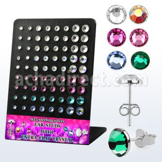 brmvfbm display acrilico 36 pares piercings oreja plata esterlina 925 cristal extra plano 2 5 6mm distribuidor mayorista