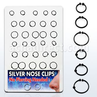 brncp1 display 30 clips nariz plata esterlina color negro tamanos 8mm 12mm venta