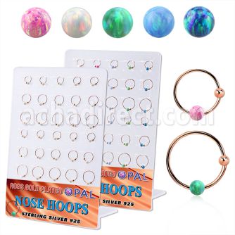 brnhm48 display 30 aro nariz bola plata 925 0 6mm oro rosa bola opalo 3mm 8mm 12mm al por mayor