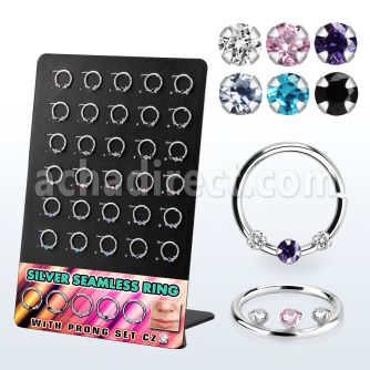 brnhm51 display 30 aro continuo plata 925 piercing septum 1mm zirconia 2mm centro entre 1 5mm 10mm mayorista