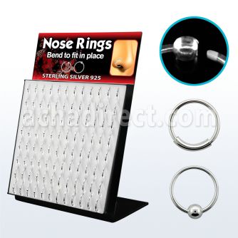 brnhmx1 display 96 aros nariz plata esterlina bola 0 6mm 8mm 12mm al por mayor
