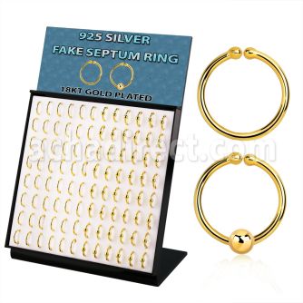 brnhmx31 display 96 anillos septum falsos plata 925 oro 18 kts 1mm 48 liso 48 bolas 10mm distribuidor