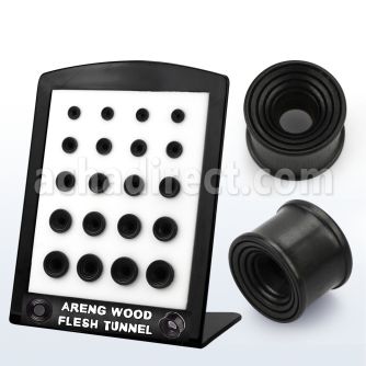 brpg110 display 20 dilatadores tunel doble flare madera areng negra plugs aberturas conicas estriadas lados 6mm 14mm al por mayor