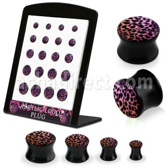brpg118 display 20 dilatacones plug doble flare acrilico negro leopardo purpura 6mm 14mm venta