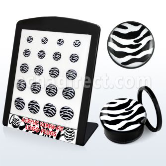 brpg137 display 20 dilatadores plug acrIlico negro rosca logo rayas negras blancas 6mm 14mm venta por mayor