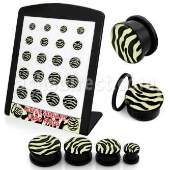 brpg137 display 20 dilatadores plug acrIlico negro rosca logo rayas negras blancas 6mm 14mm venta por mayor