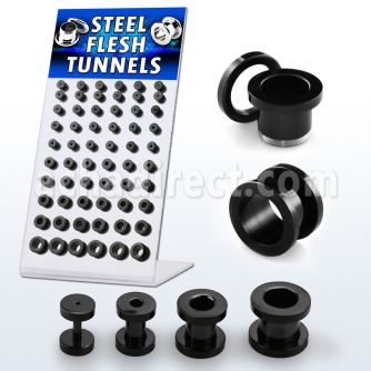 brpg14 display 60 dilataciones tunel tornillo acero quirurgico negro calibre 8mm venta