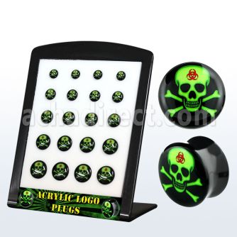 brpg159 distribuidor display 20 plugs doble flare acrIlico rosa logo panda blanco negro fondo rosa 6mm 14mm distribuidor mayorista