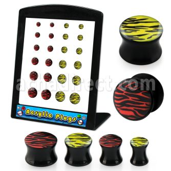 brpg52 display 24 plugs acrIlico negros logo rayas cebra rosas verdes distribuidor