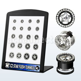 brpg93 distribuidor mayorista display 20 dilatadores tunel acrIlico blanco cristal color 6mm 14mm distribuidor