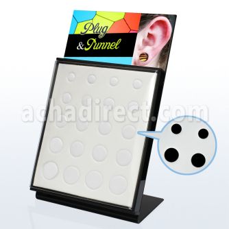 brpu4 display acrilico piercings display vacio plugs espuma blanca 20 agujeros 8mm 16mm venta