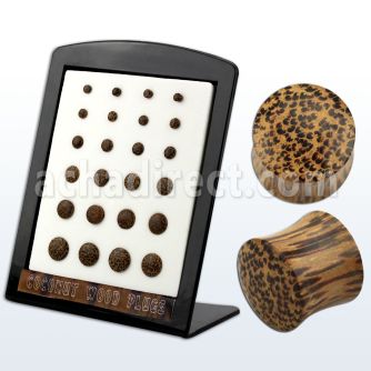 brpwb display 24 dilataciones plug doble flare madera coco 3mm 12mm al por mayor