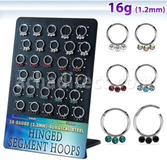brsegh16 display unidades aro segmento bisagras acero cristales