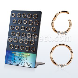 brsegh19 display 30 aro segmento bisagras acero 316l pvd oro rosa cristal claros al por mayor